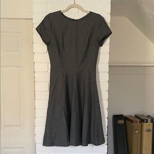 Vintage Dark Grey Checkered A-Line Dress